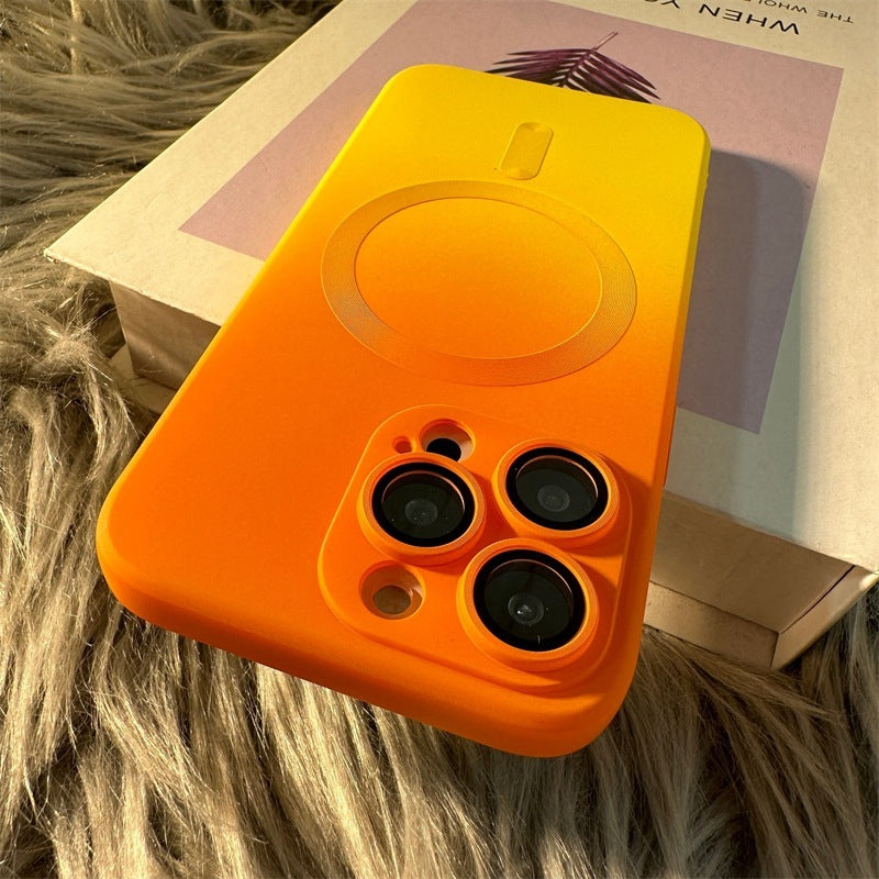Coque de téléphone magnétique à dégradé bicolore en silicone liquide