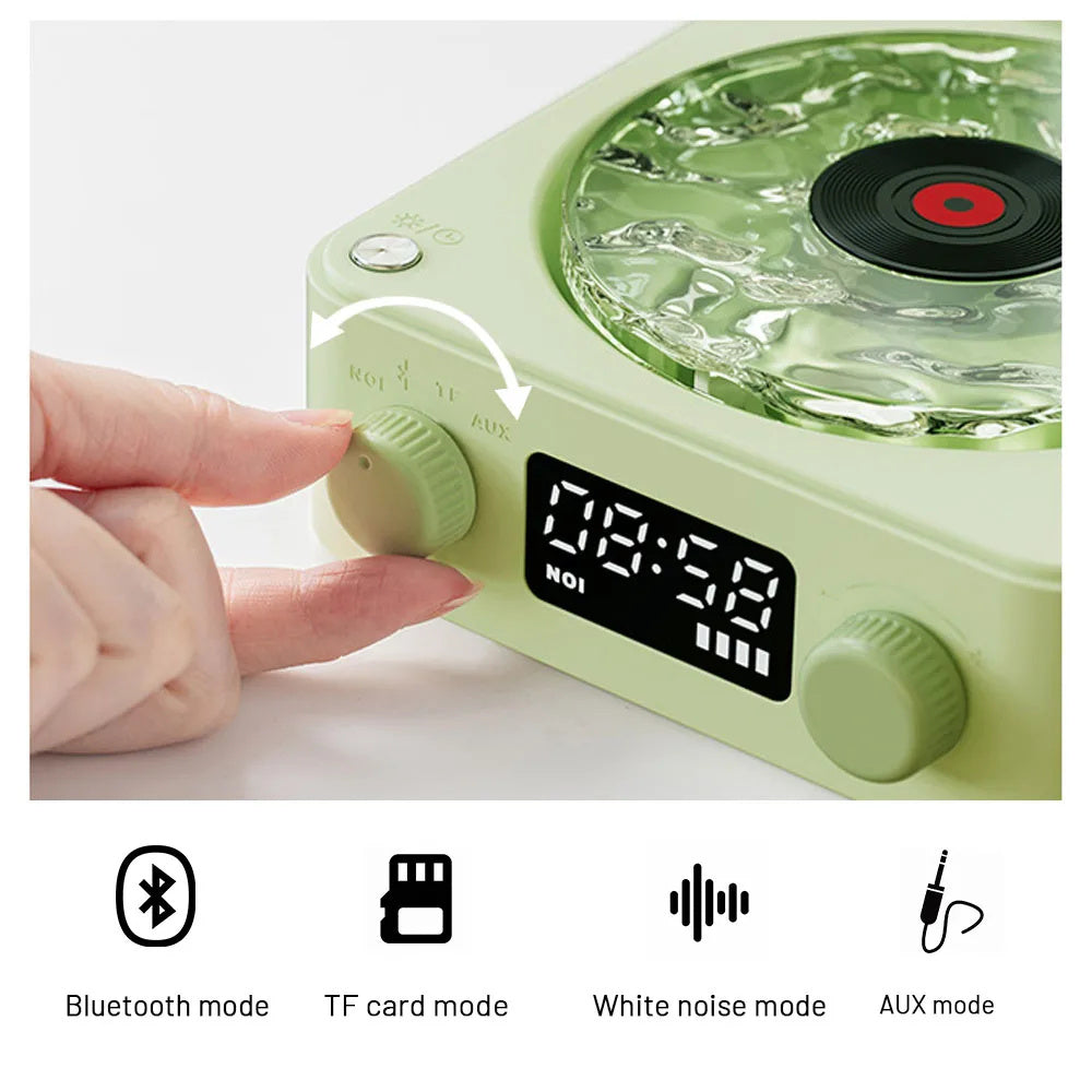 Haut-parleur rétro Turntable Wireless Bluetooth 5.0 Vinyl Record Player Son stéréo avec lampe de projection RVB à bruit blanc Effect