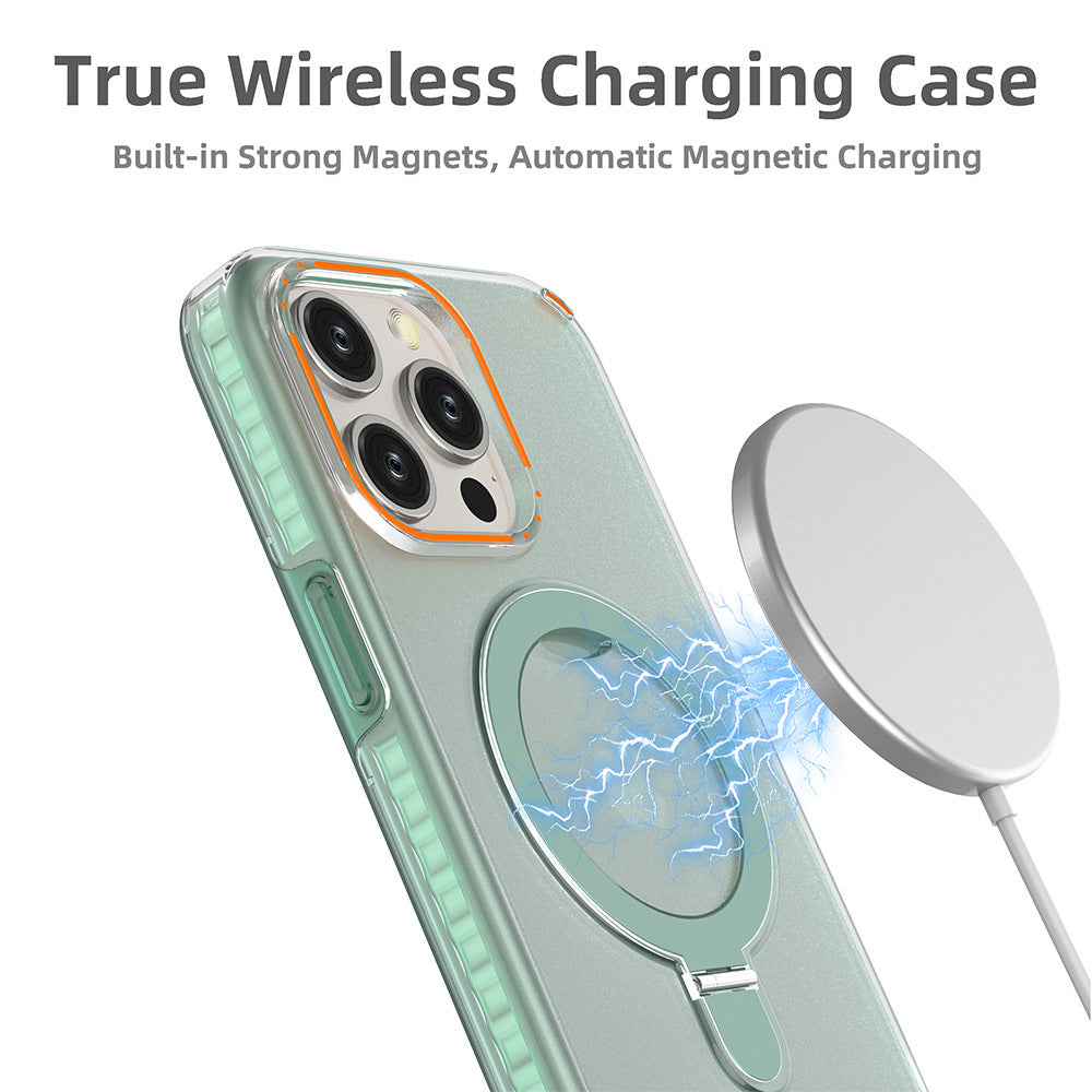 Nouvelle Coque De Téléphone À Support Magnétique Coloré Avec Couvercle De Support Pour Étui De Charge Sans Fil Magnétique Transparent Magesafe Pour Téléphone