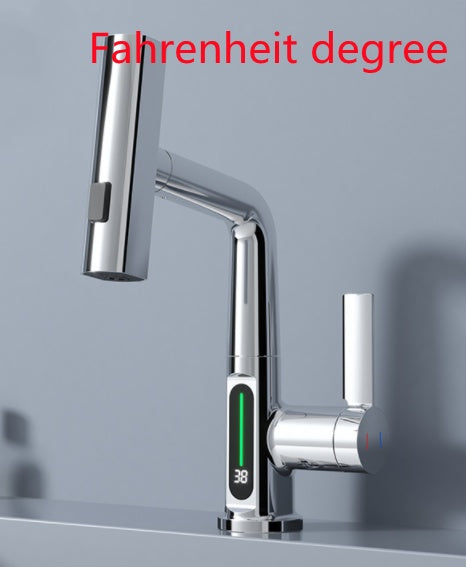 Robinet d’affichage numérique intelligent Robinet de bassin escamotable Température de l’affichage numérique Rotation