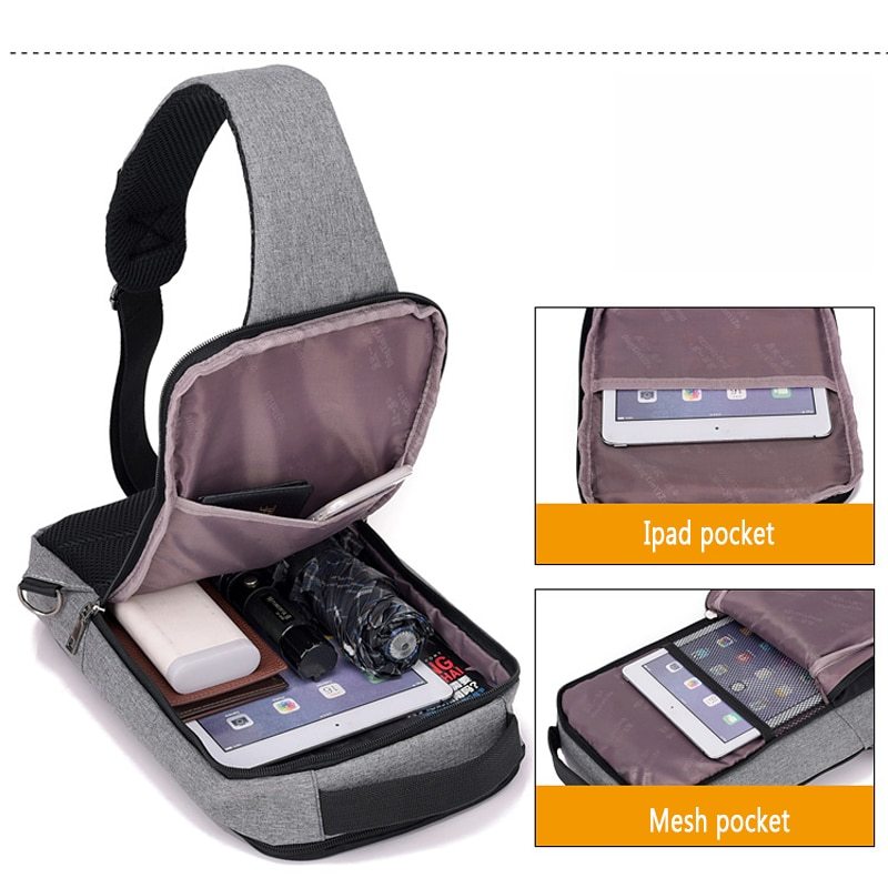 Sac de poitrine de charge USB anti-vol avec vous