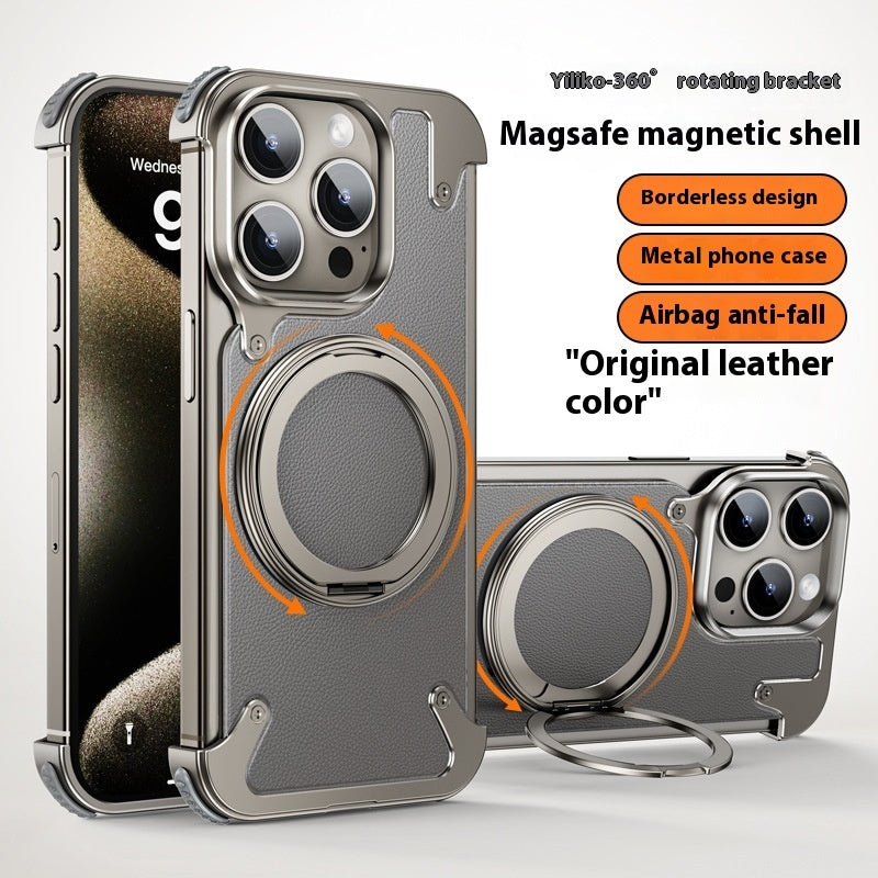 Coque de téléphone à support rotatif magnétique en métal résistant aux chutes
