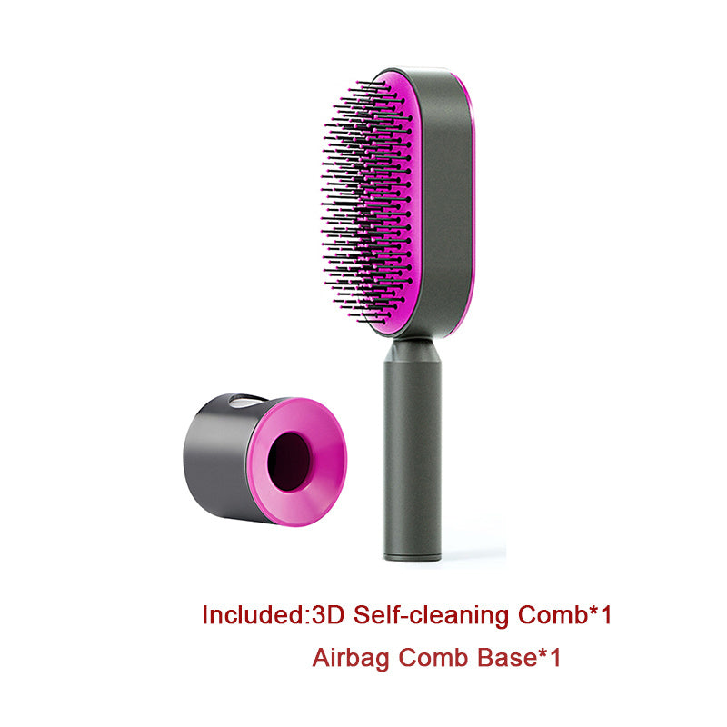 Brosse à cheveux autonettoyante pour femmes Nettoyage à une clé Perte de cheveux Airbag Massage Peigne de cuir chevelu Brosse à cheveux antistatique
