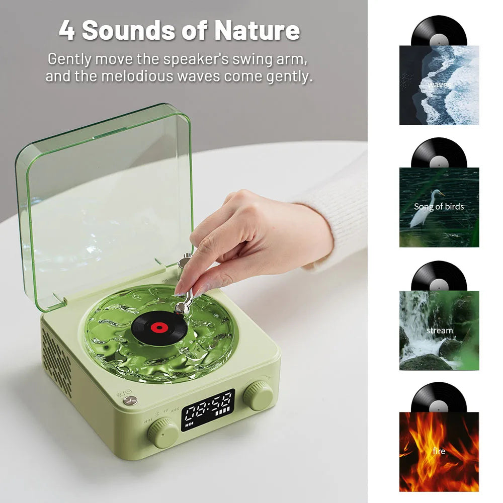 Haut-parleur rétro Turntable Wireless Bluetooth 5.0 Vinyl Record Player Son stéréo avec lampe de projection RVB à bruit blanc Effect