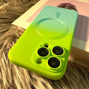 Coque de téléphone magnétique à dégradé bicolore en silicone liquide