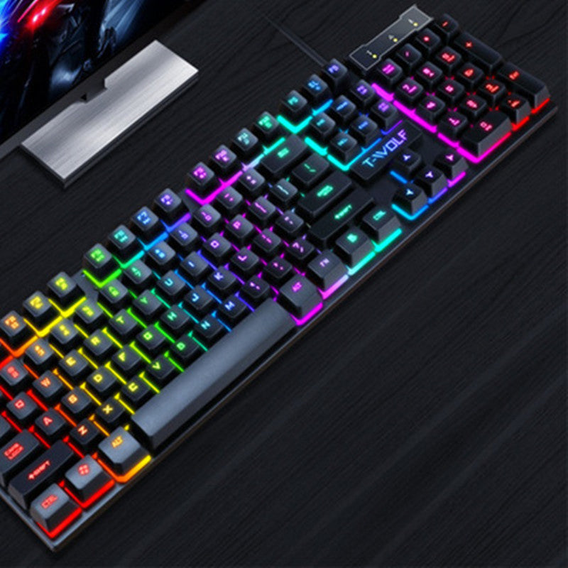 Manipulateur flottant de clavier filaire lumineux USB de jeu