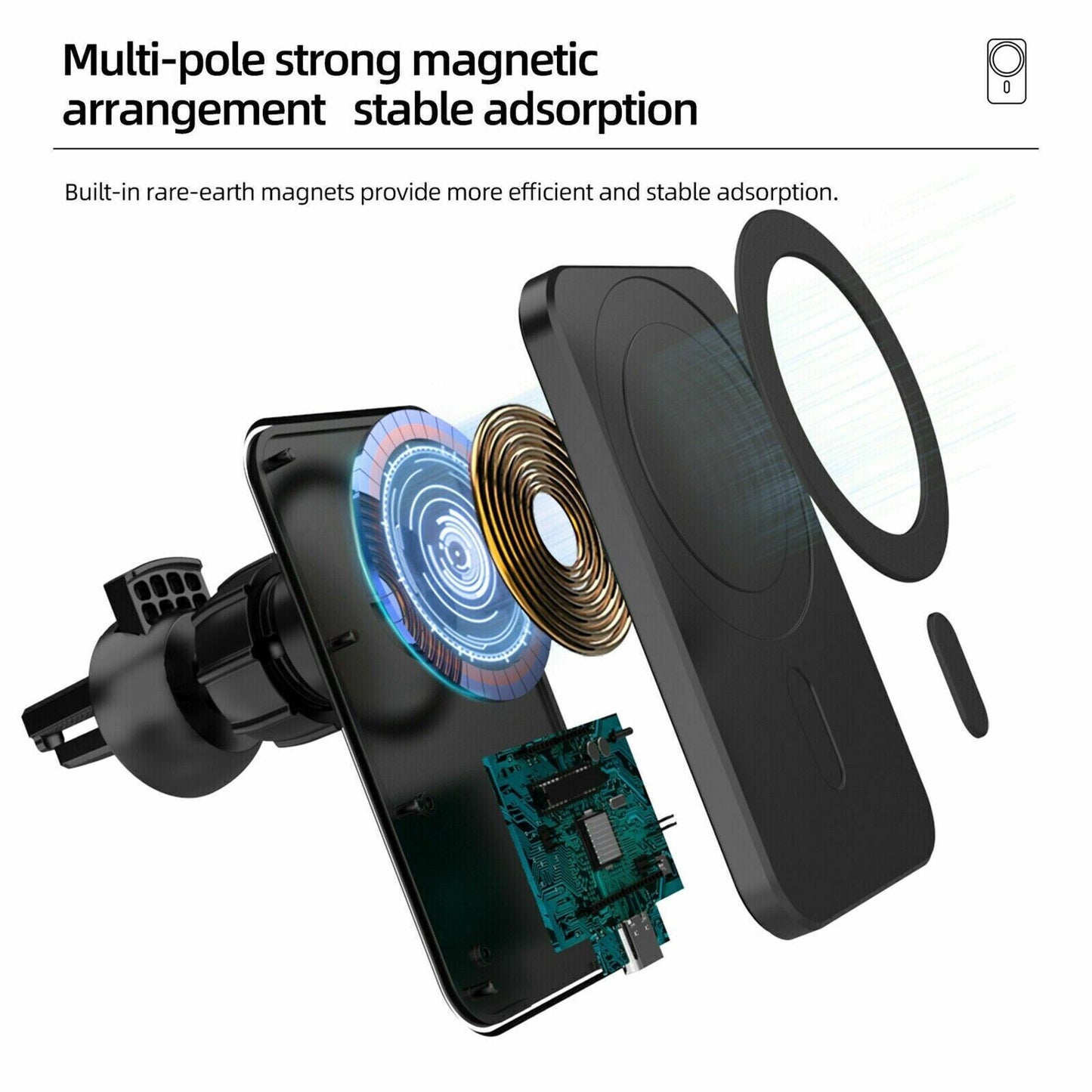 Chargeurs sans fil magnétiques Support de ventilation d'air de voiture Support de téléphone Mini QI Station de charge rapide pour téléphone