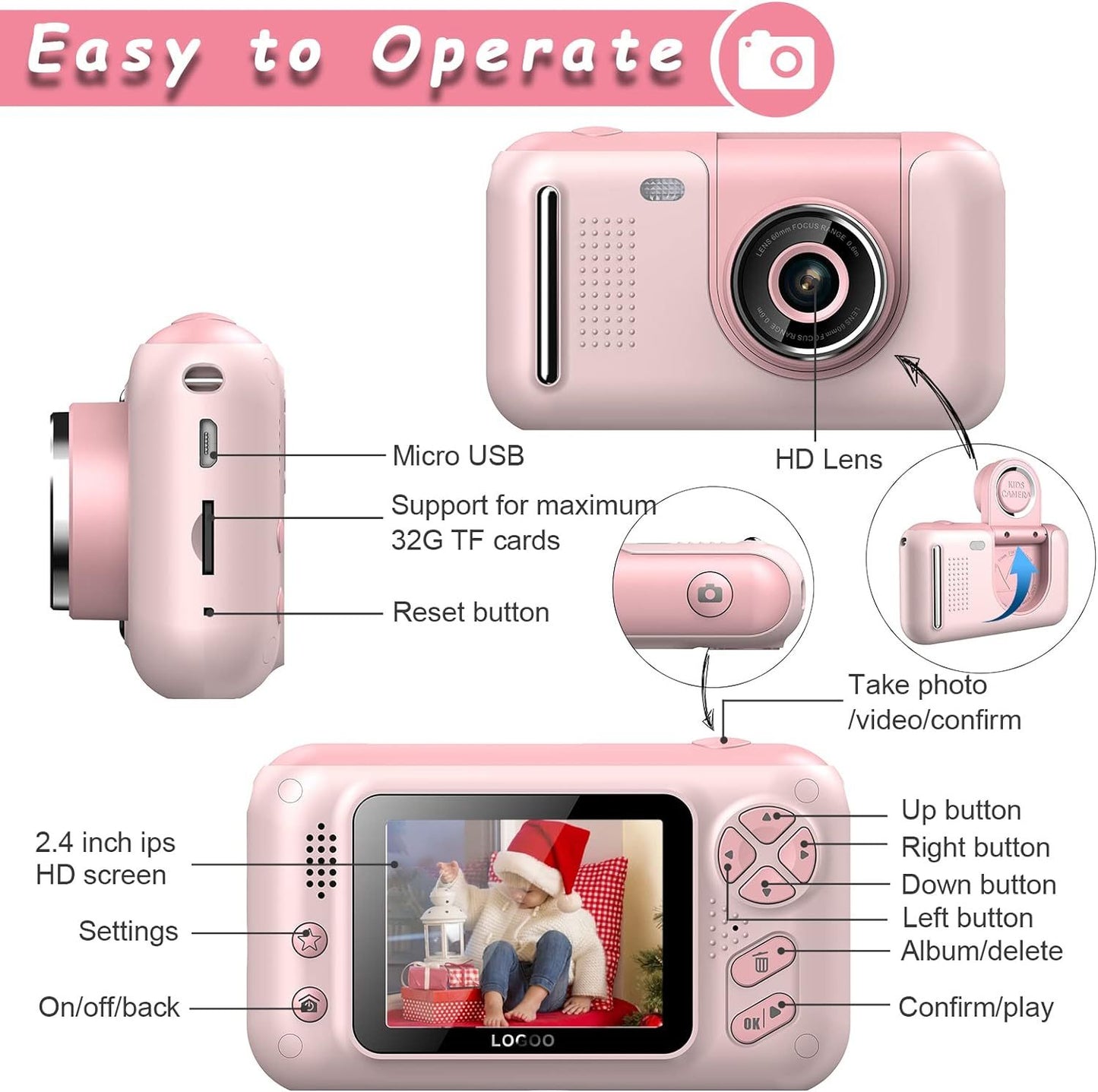 KidSnap 20MP ✅ Appareil photo numérique pour enfants à selfie caméra vidéo HD 1080P avec carte SD de 32 Go