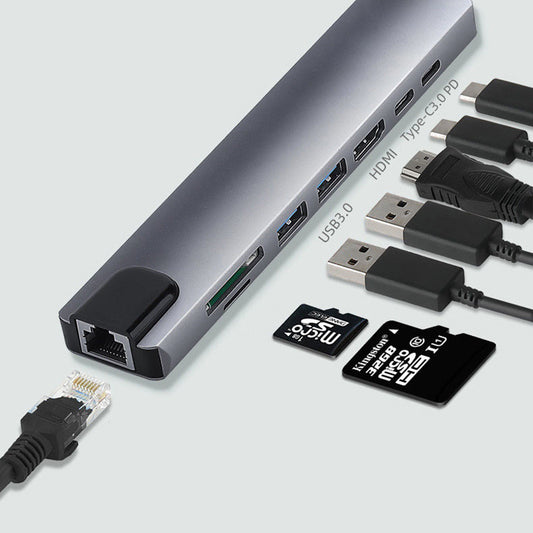 Station D'accueil Type-C Vers HDMI Vers HDTVVGA 8-en-1 HUB8IN1USB-C3.0PD Charge Rapide