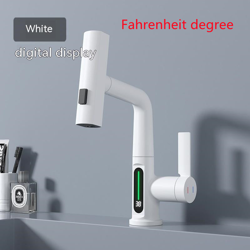 Robinet d’affichage numérique intelligent Robinet de bassin escamotable Température de l’affichage numérique Rotation