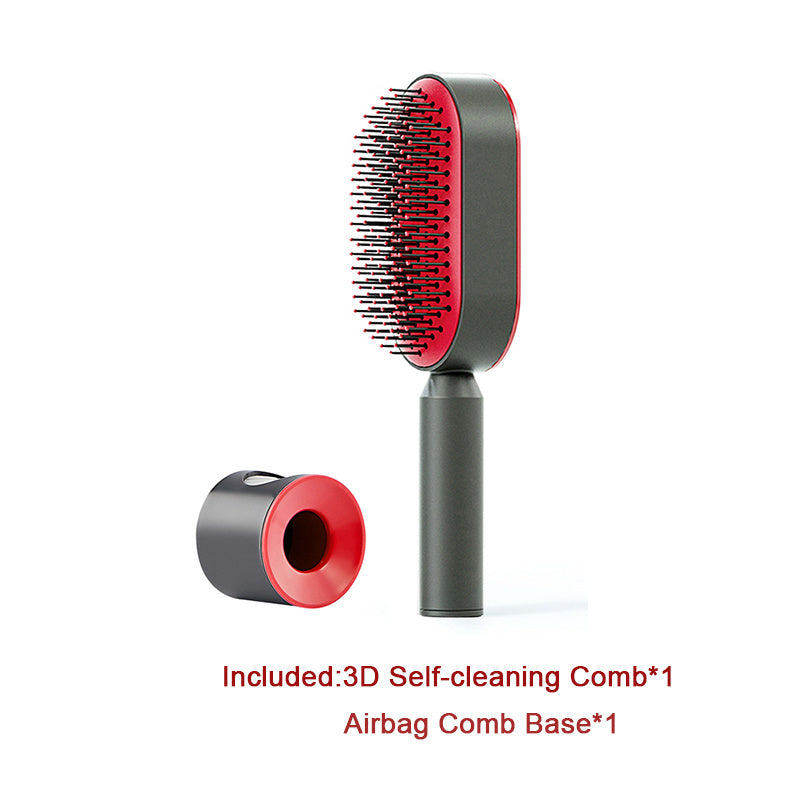 Brosse à cheveux autonettoyante pour femmes Nettoyage à une clé Perte de cheveux Airbag Massage Peigne de cuir chevelu Brosse à cheveux antistatique