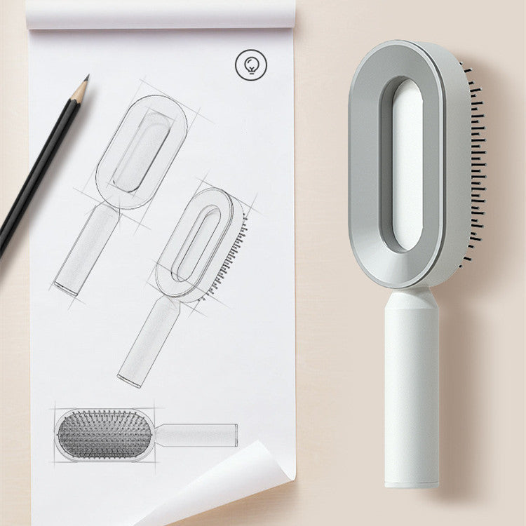 Brosse à cheveux autonettoyante pour femmes Nettoyage à une clé Perte de cheveux Airbag Massage Peigne de cuir chevelu Brosse à cheveux antistatique