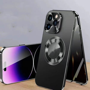 Étui de téléphone portable magnétique avec étiquette de fuite à clip métallique anti-peep