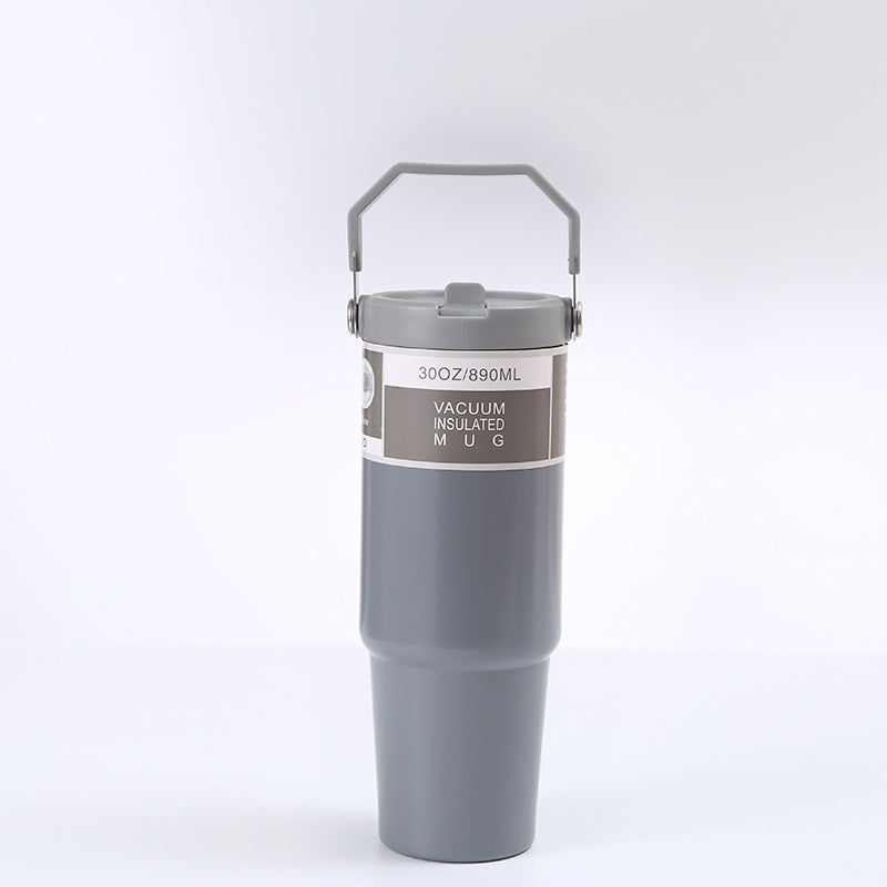 Tasse de voiture portable Tasse en acier inoxydable Bouteille d'eau de sport de voyage avec couvercle de poignée Tasse à café