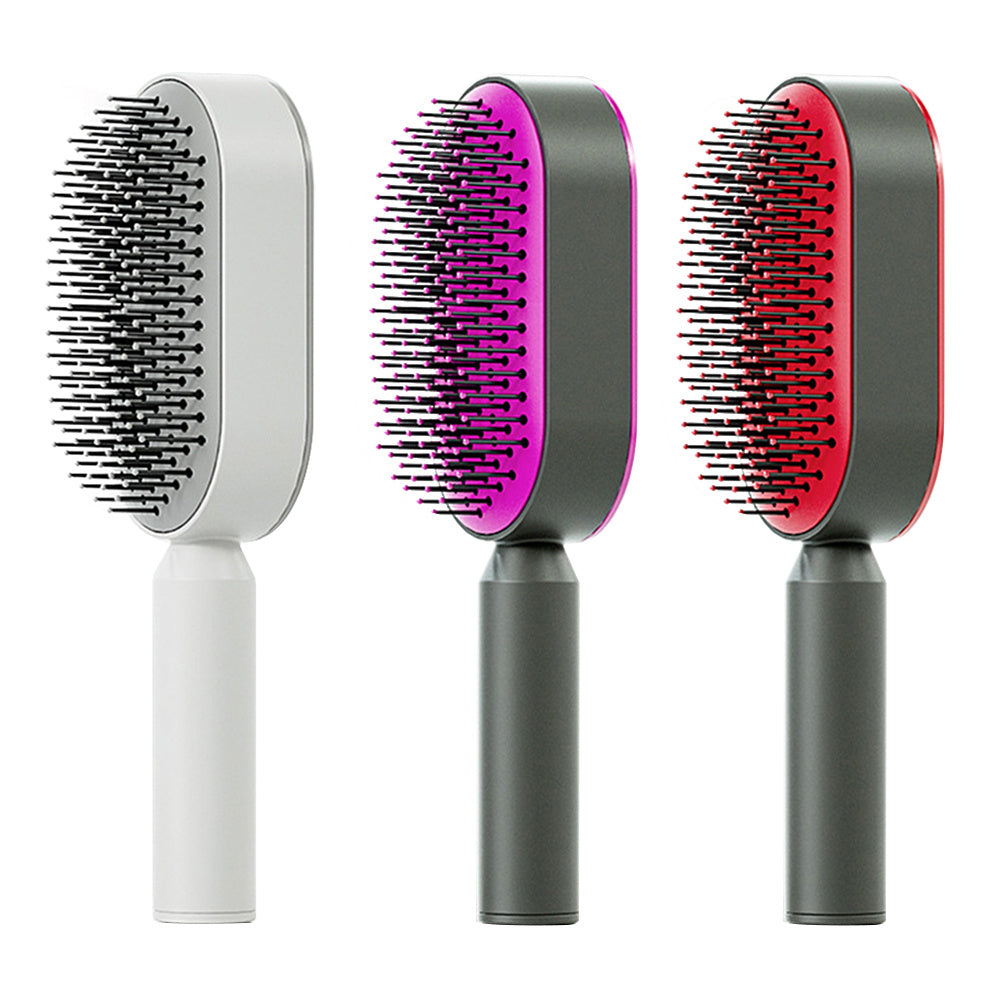 Brosse à cheveux autonettoyante pour femmes Nettoyage à une clé Perte de cheveux Airbag Massage Peigne de cuir chevelu Brosse à cheveux antistatique