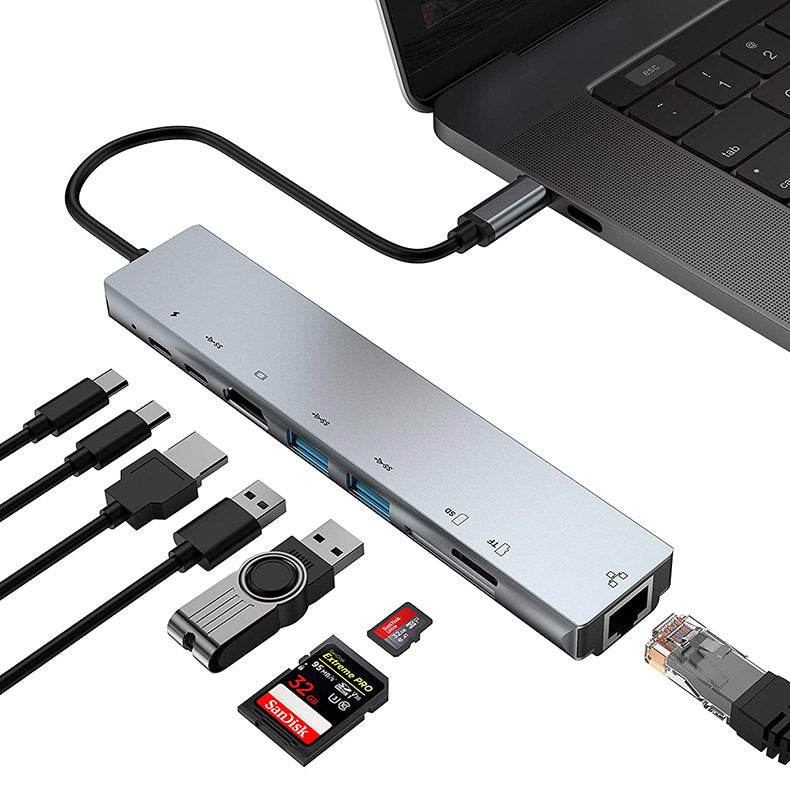 Station D'accueil Type-C Vers HDMI Vers HDTVVGA 8-en-1 HUB8IN1USB-C3.0PD Charge Rapide