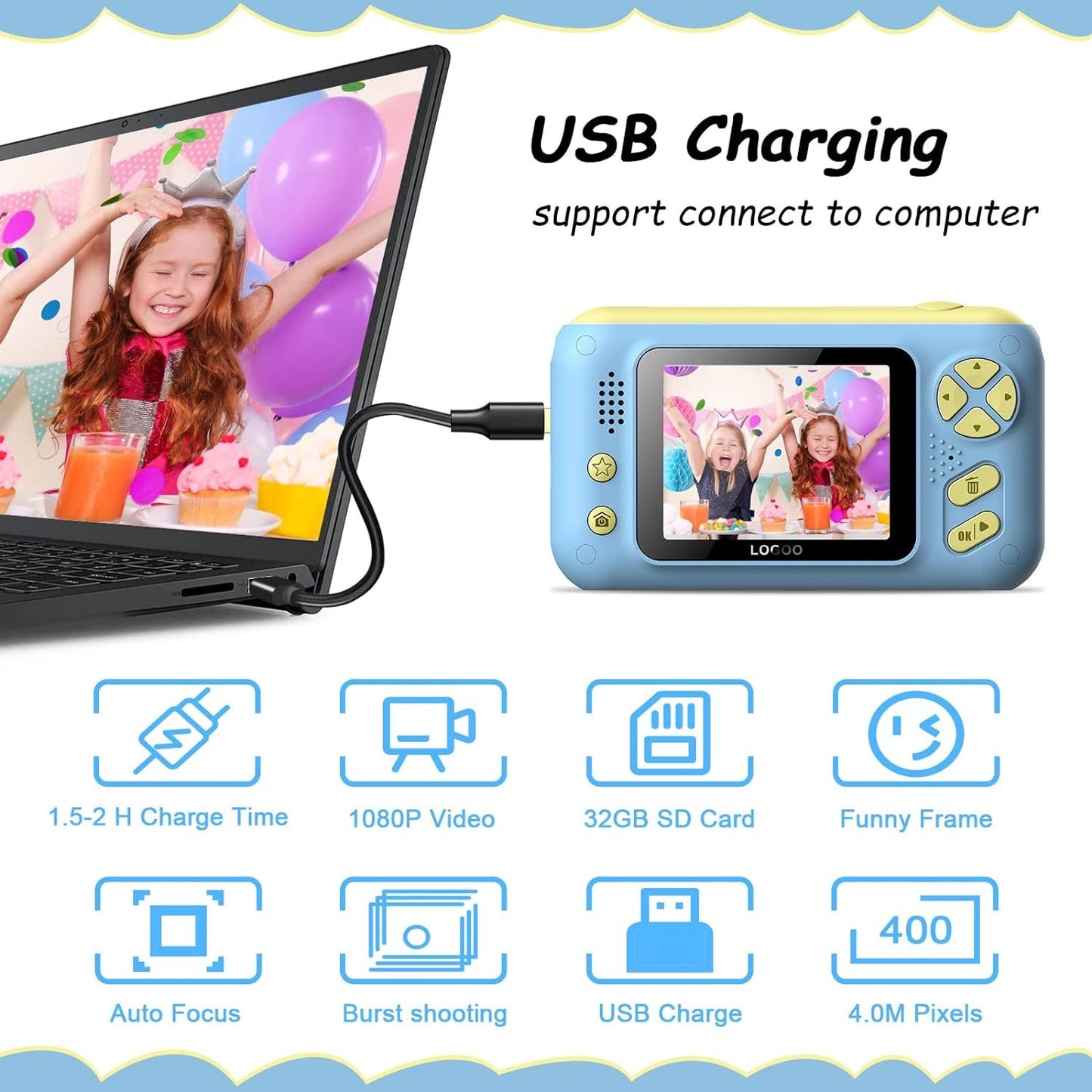 KidSnap 20MP ✅ Appareil photo numérique pour enfants à selfie caméra vidéo HD 1080P avec carte SD de 32 Go