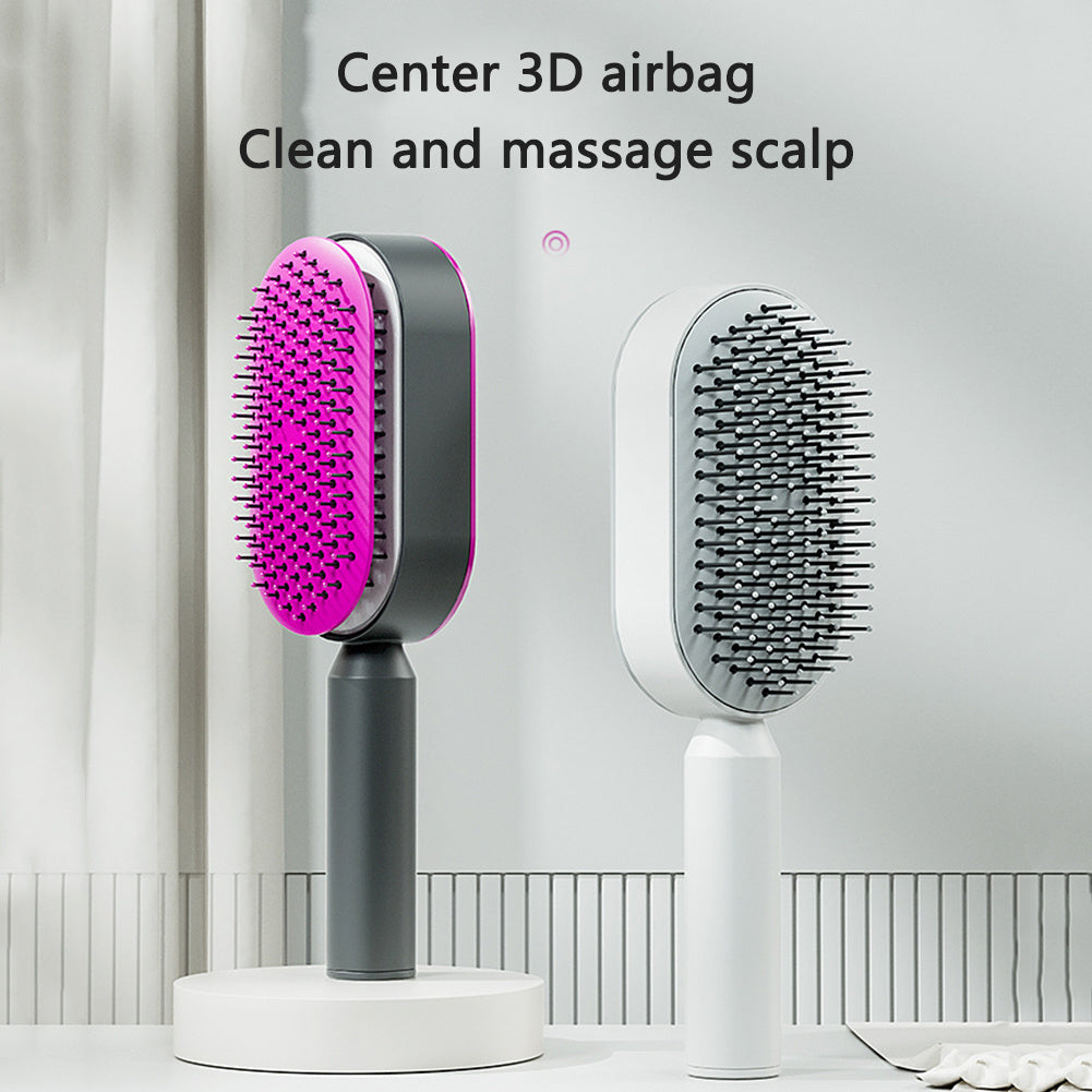 Brosse à cheveux autonettoyante pour femmes Nettoyage à une clé Perte de cheveux Airbag Massage Peigne de cuir chevelu Brosse à cheveux antistatique