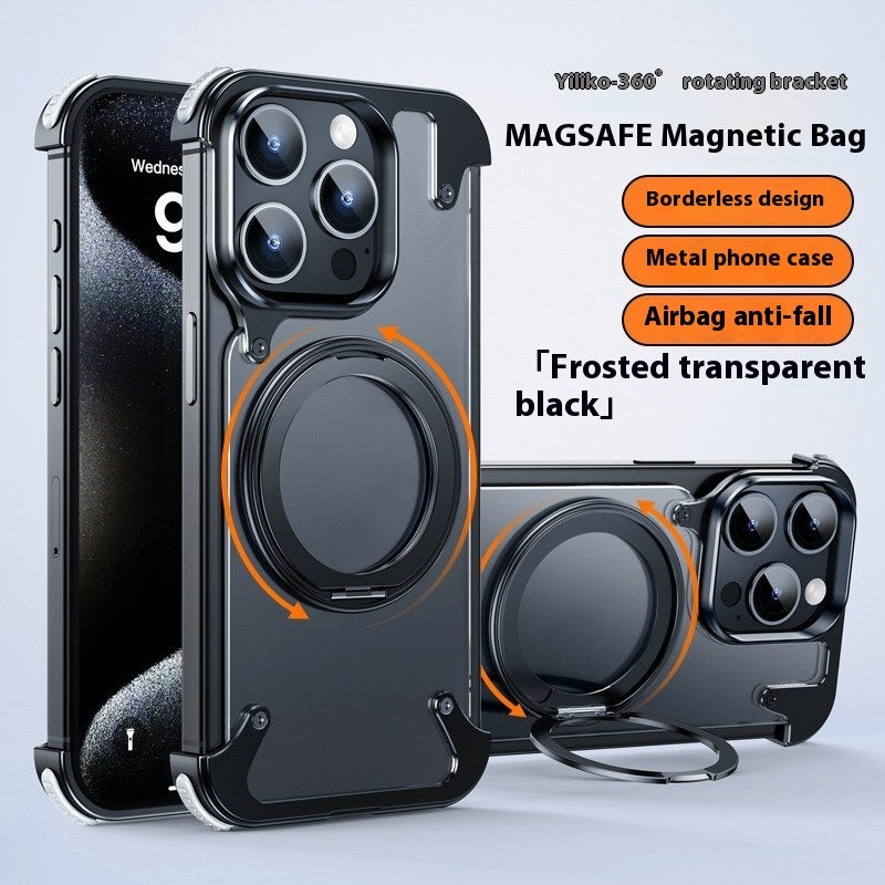 Coque de téléphone à support rotatif magnétique en métal résistant aux chutes