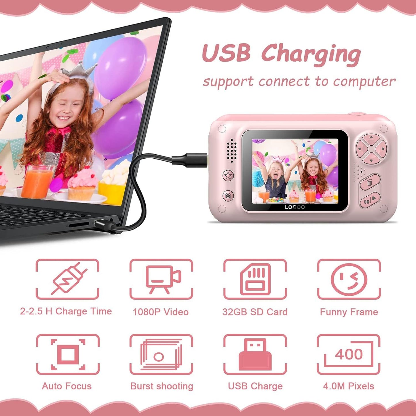 KidSnap 20MP ✅ Appareil photo numérique pour enfants à selfie caméra vidéo HD 1080P avec carte SD de 32 Go