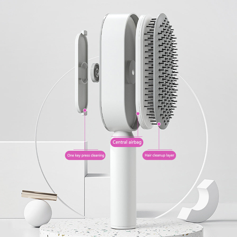 Brosse à cheveux autonettoyante pour femmes Nettoyage à une clé Perte de cheveux Airbag Massage Peigne de cuir chevelu Brosse à cheveux antistatique