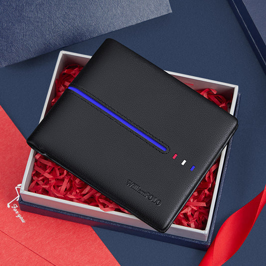 Portefeuille pour hommes Casual All-match First Layer Cowhide