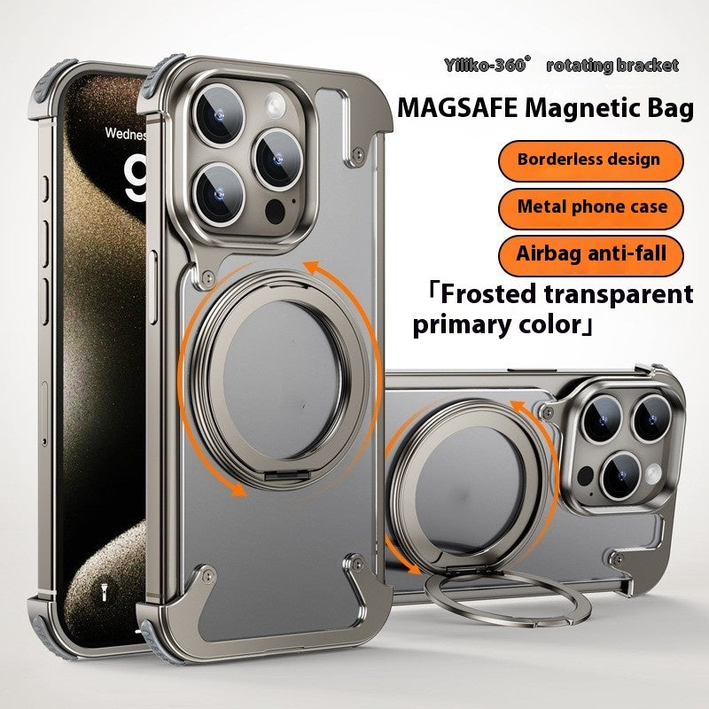 Coque de téléphone à support rotatif magnétique en métal résistant aux chutes