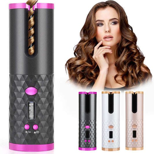 Bigoudi automatique Rechargeable pour femmes, fer à friser Portable avec écran LCD, en céramique, pour friser les cheveux bouclés et rotatifs