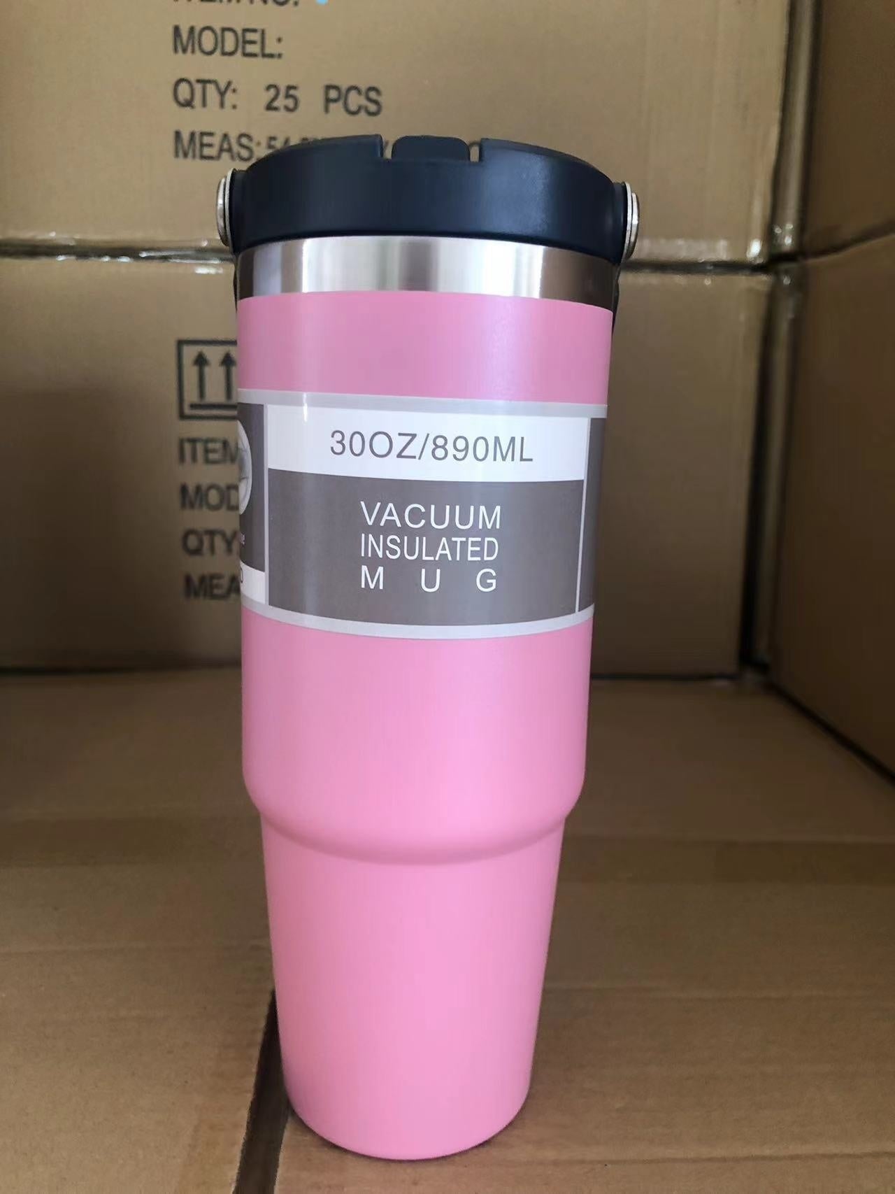 Tasse de voiture portable Tasse en acier inoxydable Bouteille d'eau de sport de voyage avec couvercle de poignée Tasse à café