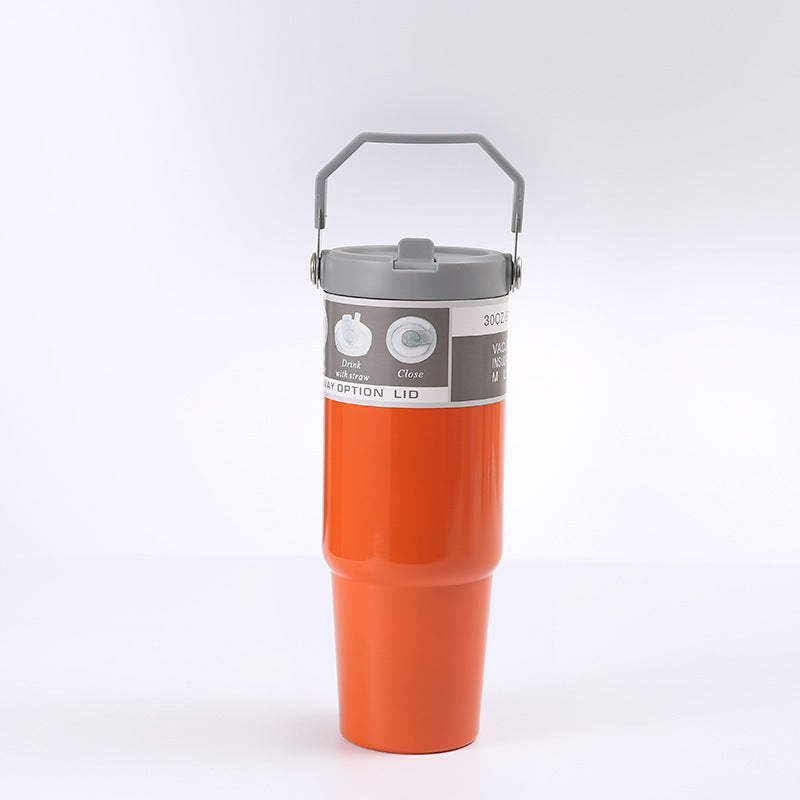 Tasse de voiture portable Tasse en acier inoxydable Bouteille d'eau de sport de voyage avec couvercle de poignée Tasse à café