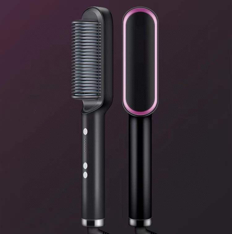 Nouveau Lisseur de cheveux 2 en 1 Peigne chaud Pince à friser à ions négatifs Brosse à cheveux électrique à double usage