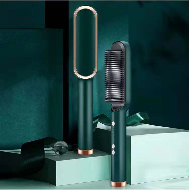 Nouveau Lisseur de cheveux 2 en 1 Peigne chaud Pince à friser à ions négatifs Brosse à cheveux électrique à double usage