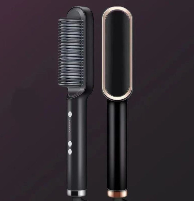 Nouveau Lisseur de cheveux 2 en 1 Peigne chaud Pince à friser à ions négatifs Brosse à cheveux électrique à double usage