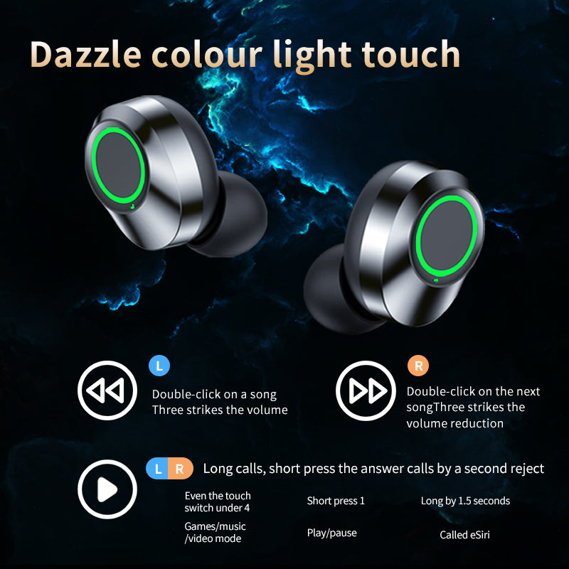 Écouteurs Bluetooth sans fil TWS Grand écran Affichage numérique intelligent dans la lumière , respiration de l’oreille.