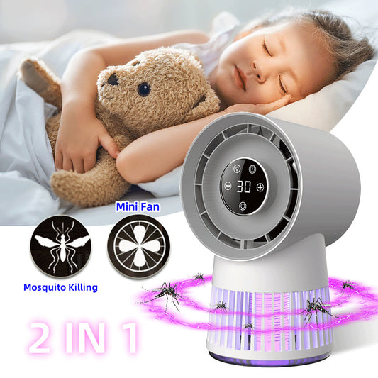 Mini ventilateur de bureau créatif 2 en 1 anti-moustiques, tueur de moustiques électrique, ventilateur Rechargeable par USB, lampe de nuit Fournitures pour la maison et l'extérieur