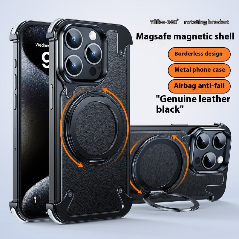 Coque de téléphone à support rotatif magnétique en métal résistant aux chutes