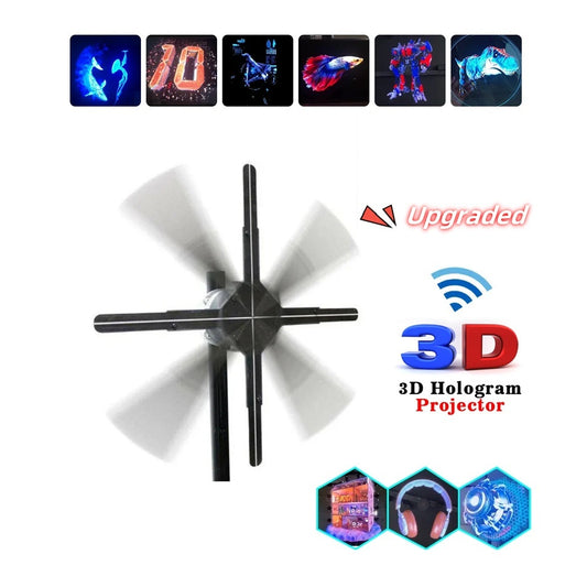 Mise à niveau Naked Eye 3D Holographic Advertising Machine Fan Screen Support Lmage Video Store Bar Party Advertising Display