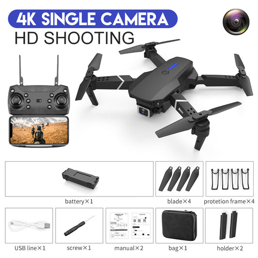 E88 Drone Photographie Aérienne HD 4K Double Caméra Télécommande Avion Jouet