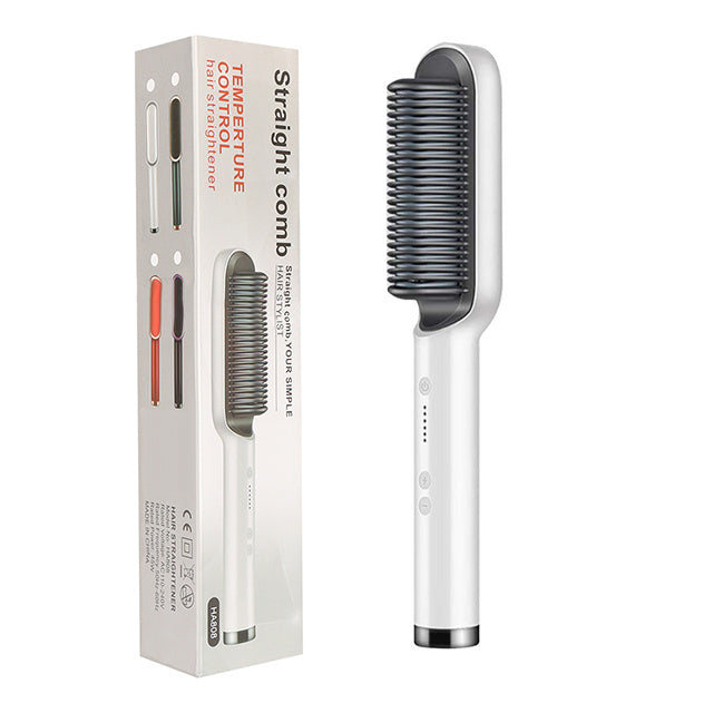 Nouveau Lisseur de cheveux 2 en 1 Peigne chaud Pince à friser à ions négatifs Brosse à cheveux électrique à double usage