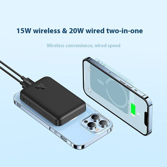 Mini alimentation mobile magnétique sans fil à charge rapide 2-en-1 10000mAh Forte adsorption 20W