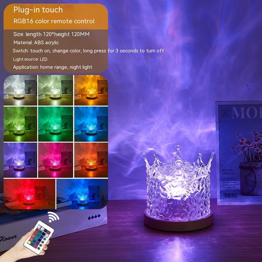 LED ondulation de l'eau veilleuse ambiante USB rotatif Projection cristal lampe de Table RGB réglable décoration de la maison 16 couleurs cadeaux