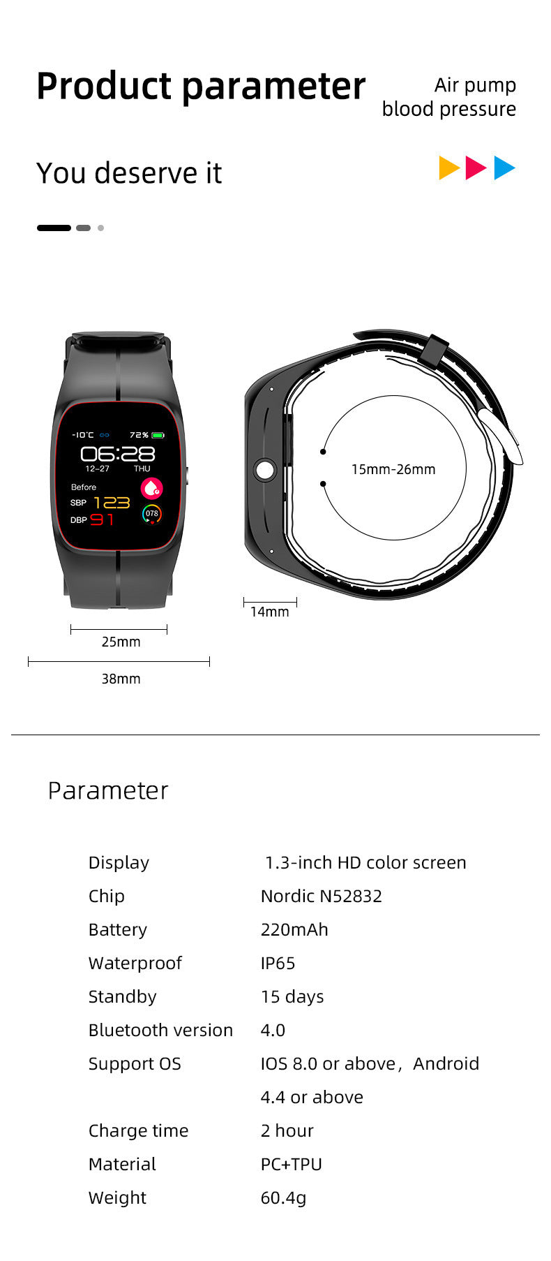 Montre intelligente P20, surveillance de la pression artérielle, de la fréquence cardiaque et de l'oxygène dans le sang