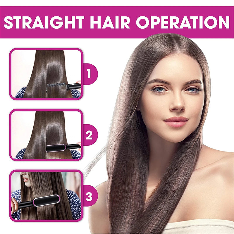 Nouveau Lisseur de cheveux 2 en 1 Peigne chaud Pince à friser à ions négatifs Brosse à cheveux électrique à double usage