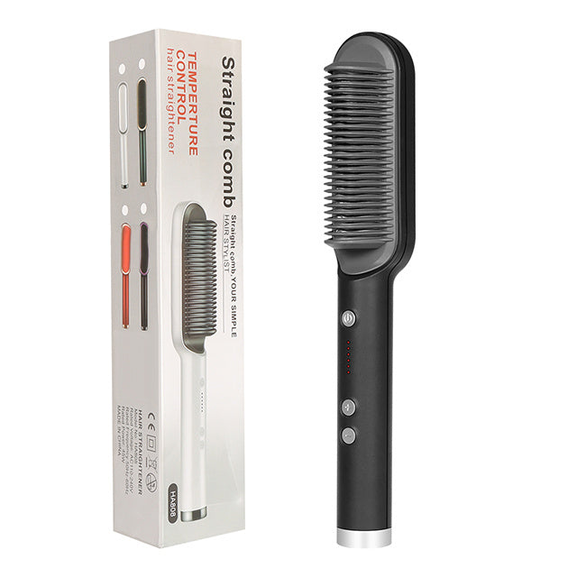 Nouveau Lisseur de cheveux 2 en 1 Peigne chaud Pince à friser à ions négatifs Brosse à cheveux électrique à double usage
